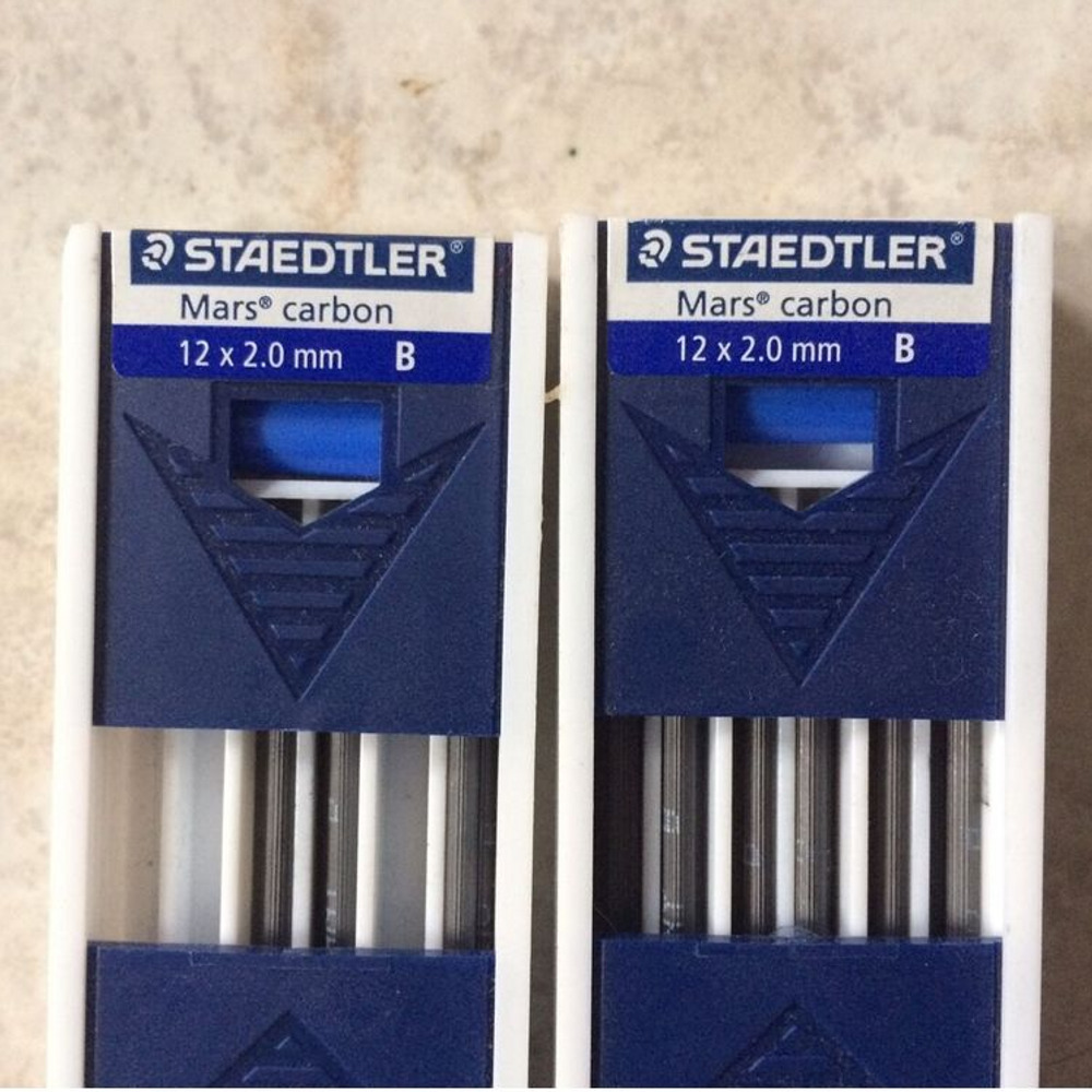 18 piece Staedtler Mars Carbon 12x2.0 Drawing Drafting Pencil Lead Refill 200-B